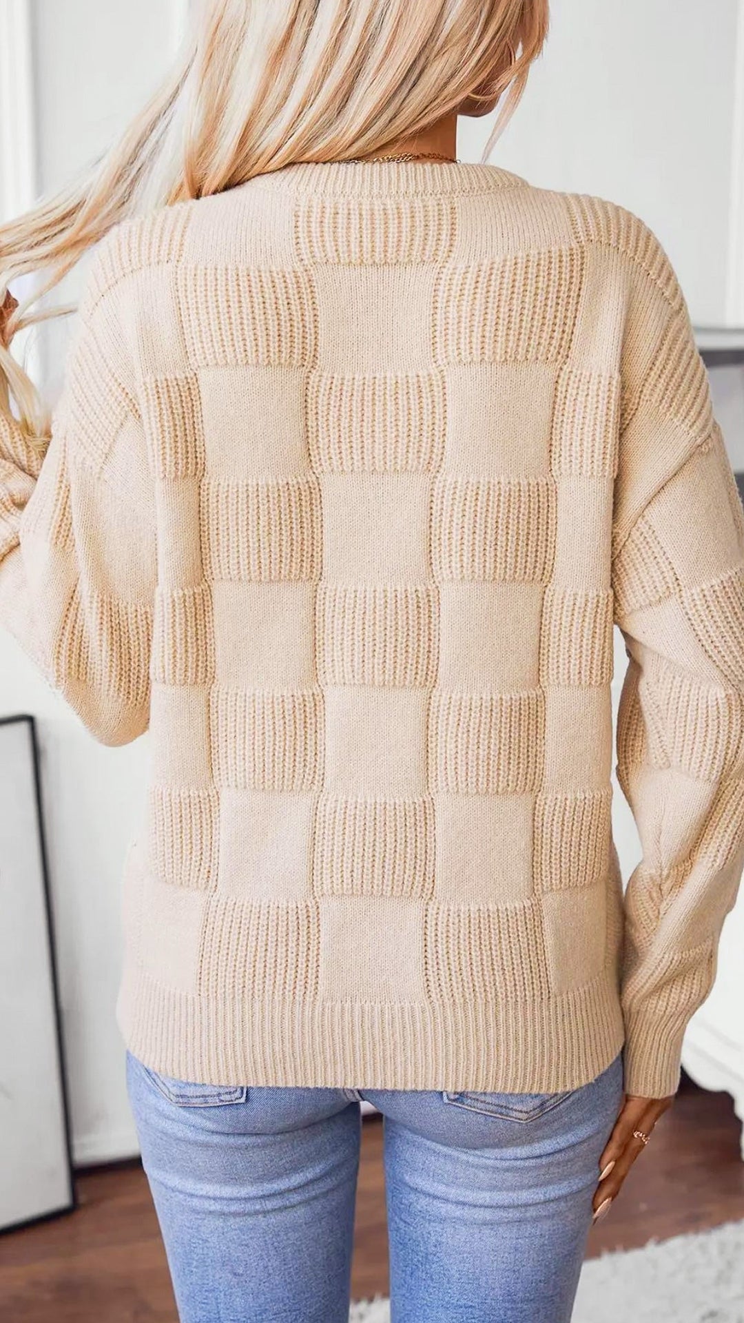 Laura Monochromatic Checkered Sweater