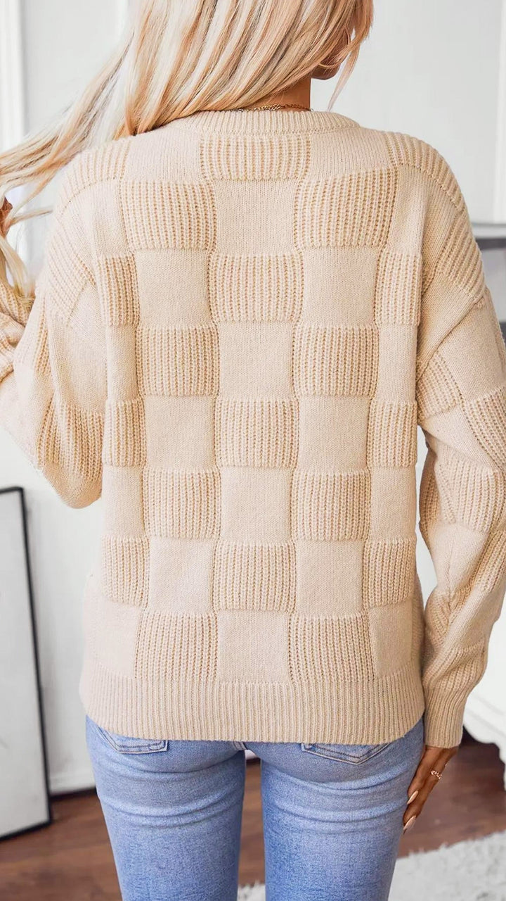 Laura Monochromatic Checkered Sweater