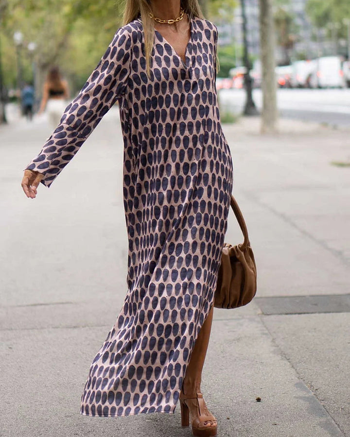 Fashion v-neck polka dot print dress