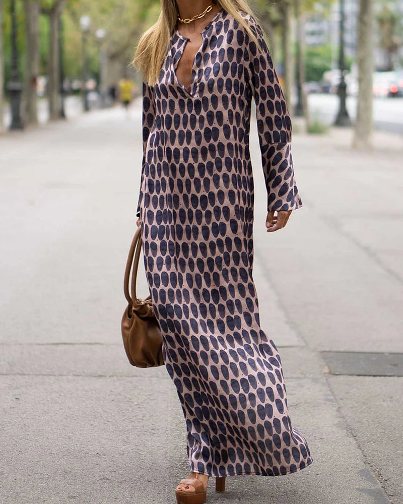 Fashion v-neck polka dot print dress