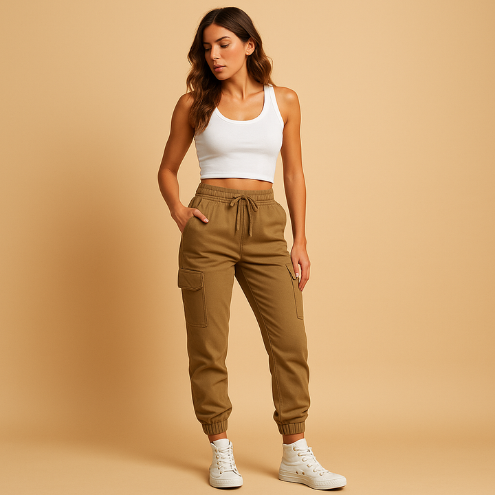 Tailored High-Waist Cargo Pants